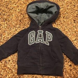 GAP infant 6-12 months zip up hooded sweatshirt.